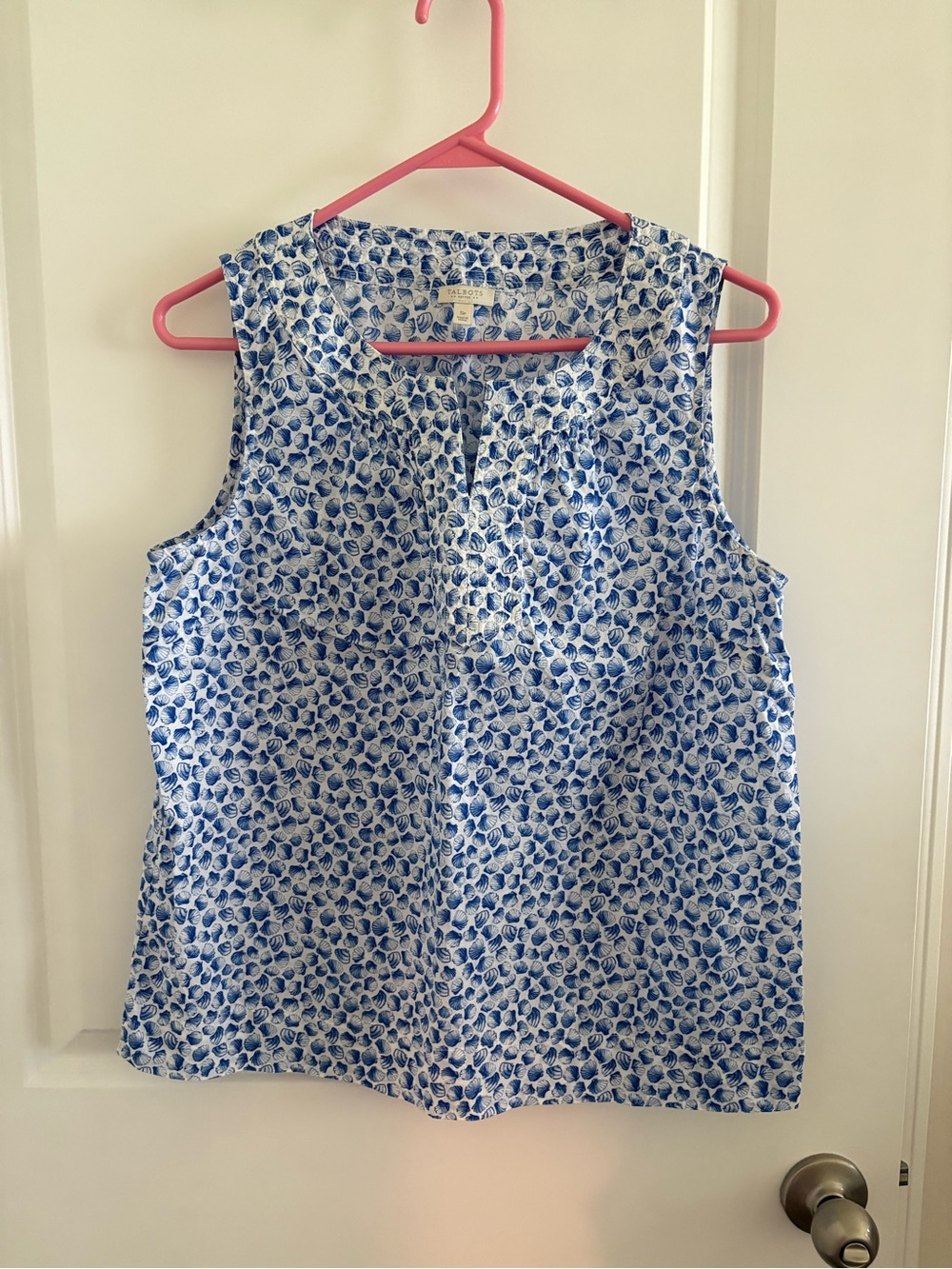 Talbots White and Blue Sleeveless Top